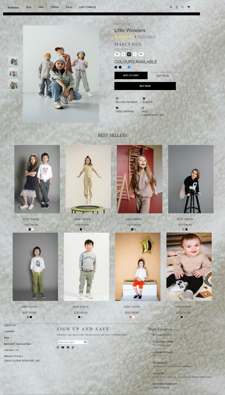landing page for children clothes