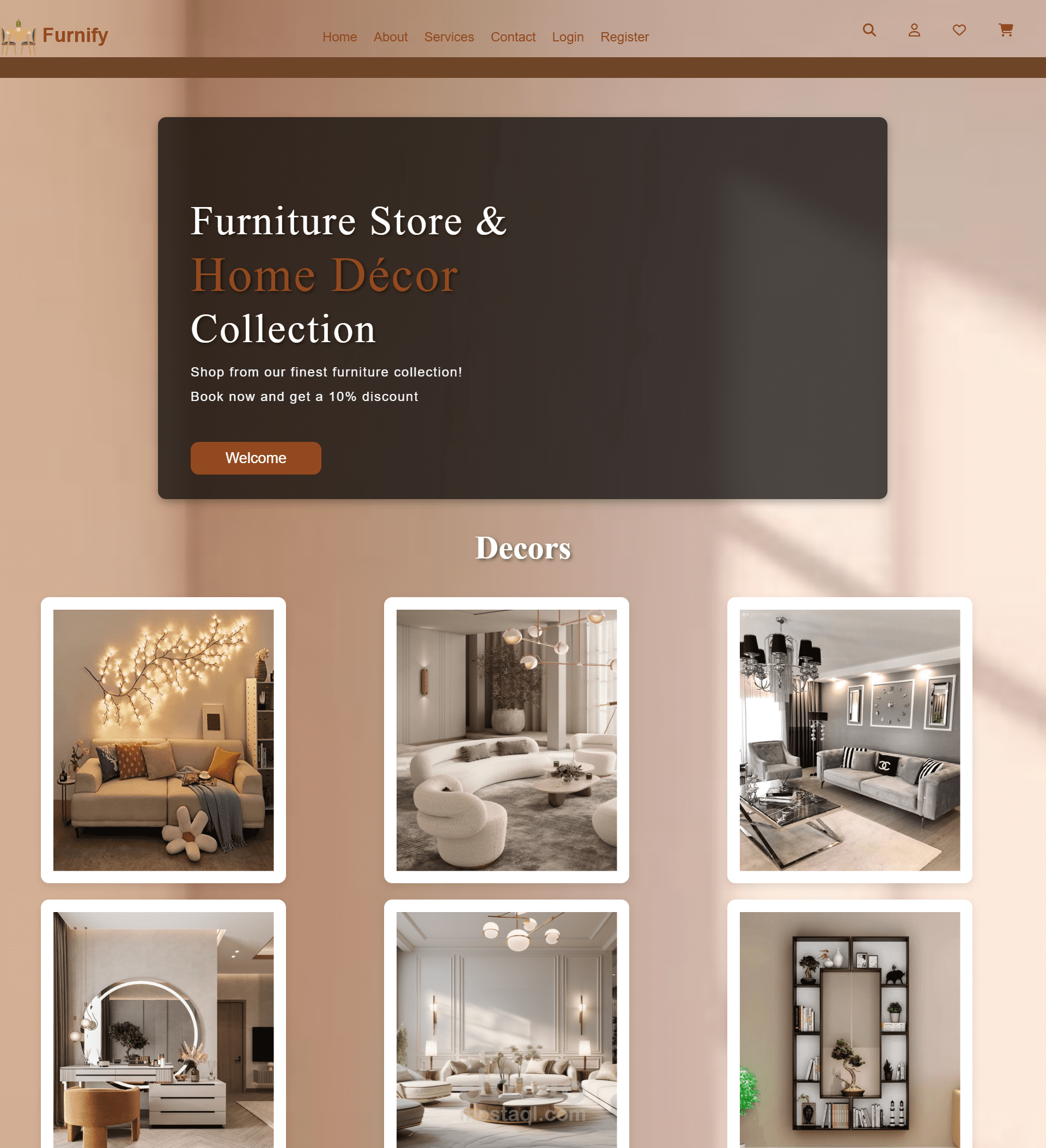 صفحه هبوط لمعرض اثاث باستخدام html ,css