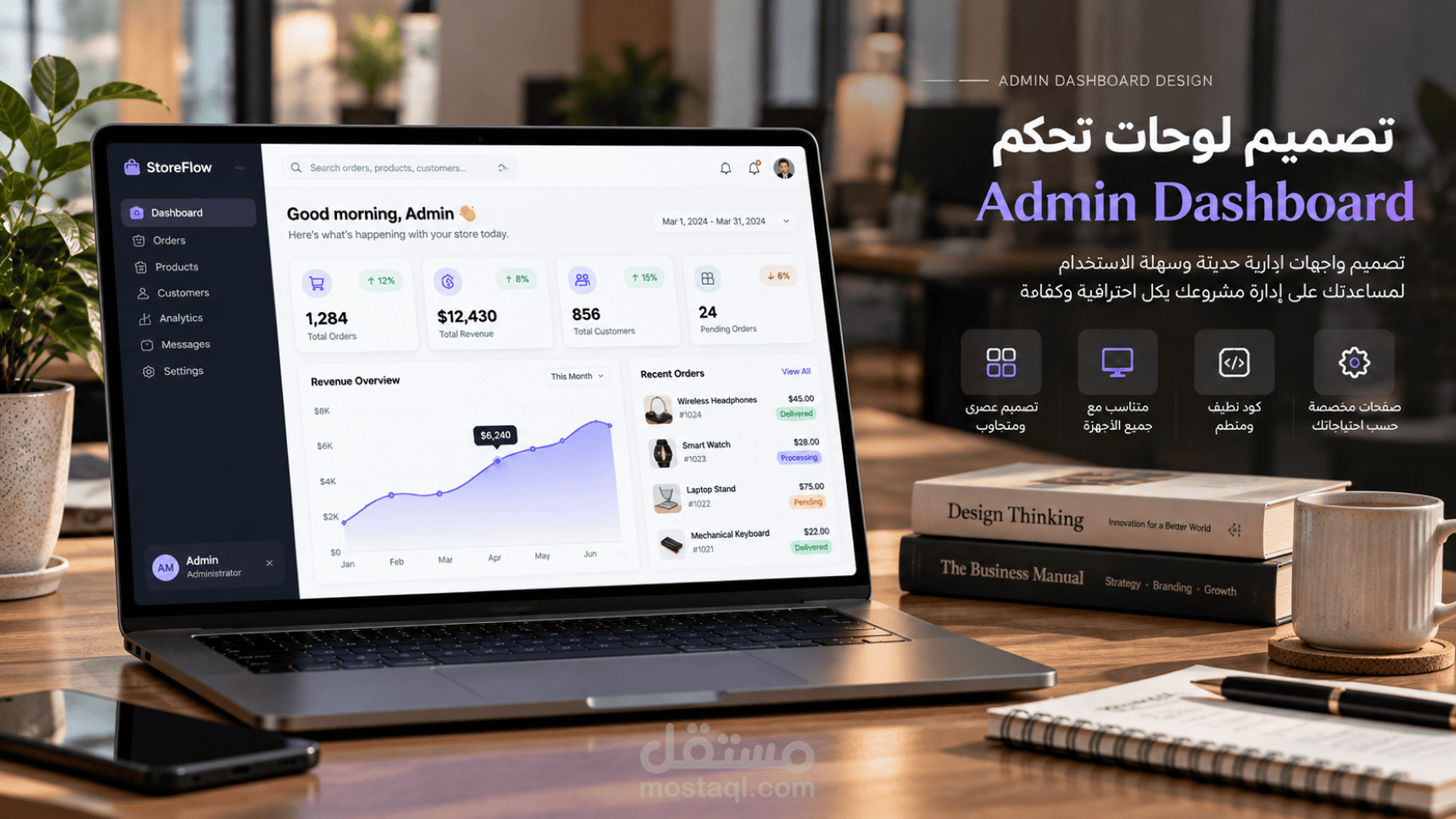 القيام بعمل dashboard لإداره منصة او نظام رقمي