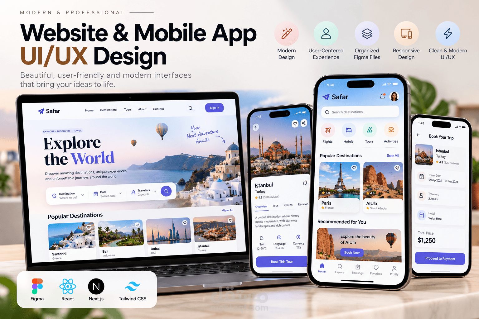 تصميم واجهات وتجربة مستخدم لتطبيق موبايل – Modern UI/UX
