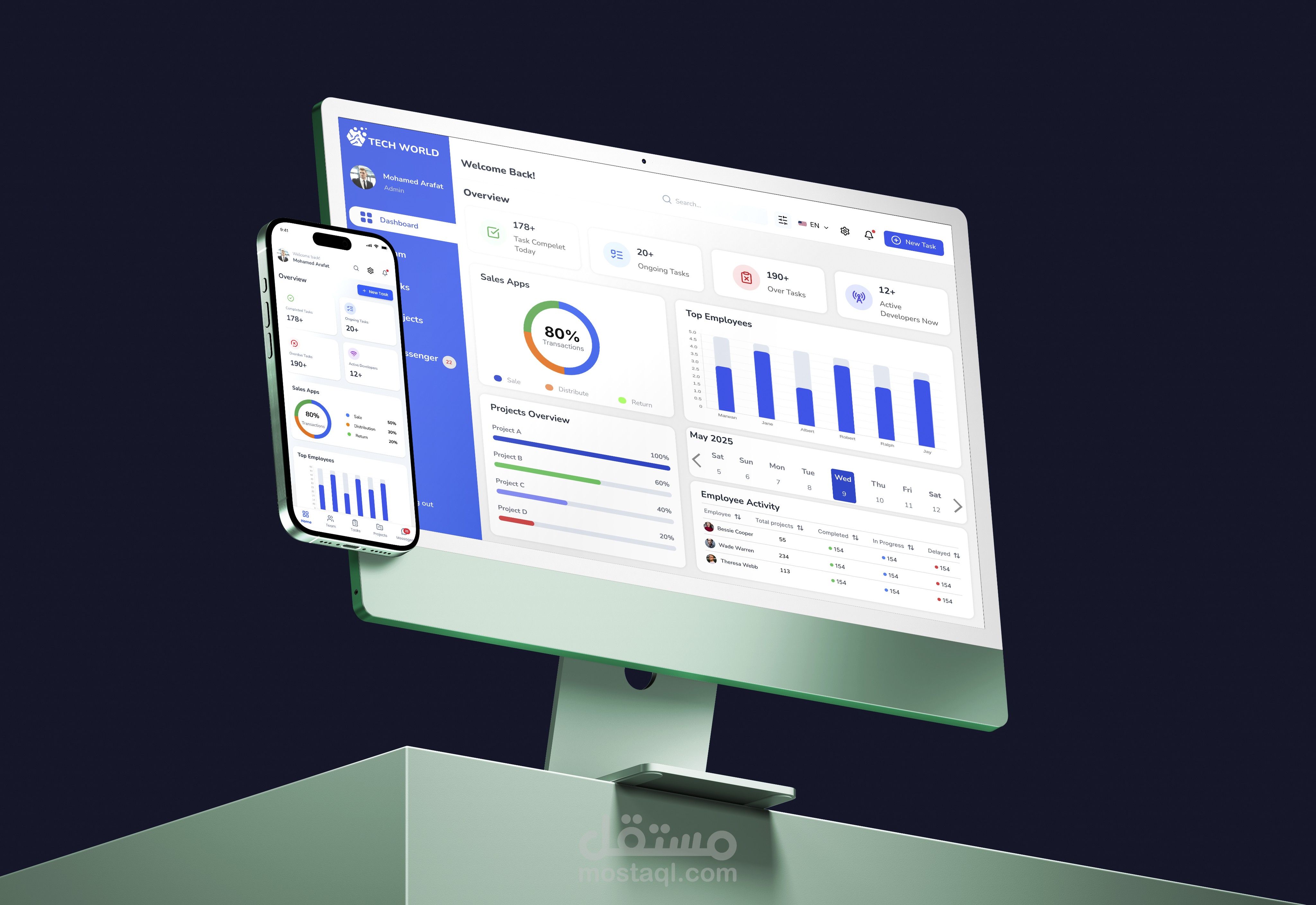 **لوحة تحكم TechWorld لإدارة نظام SaaS**