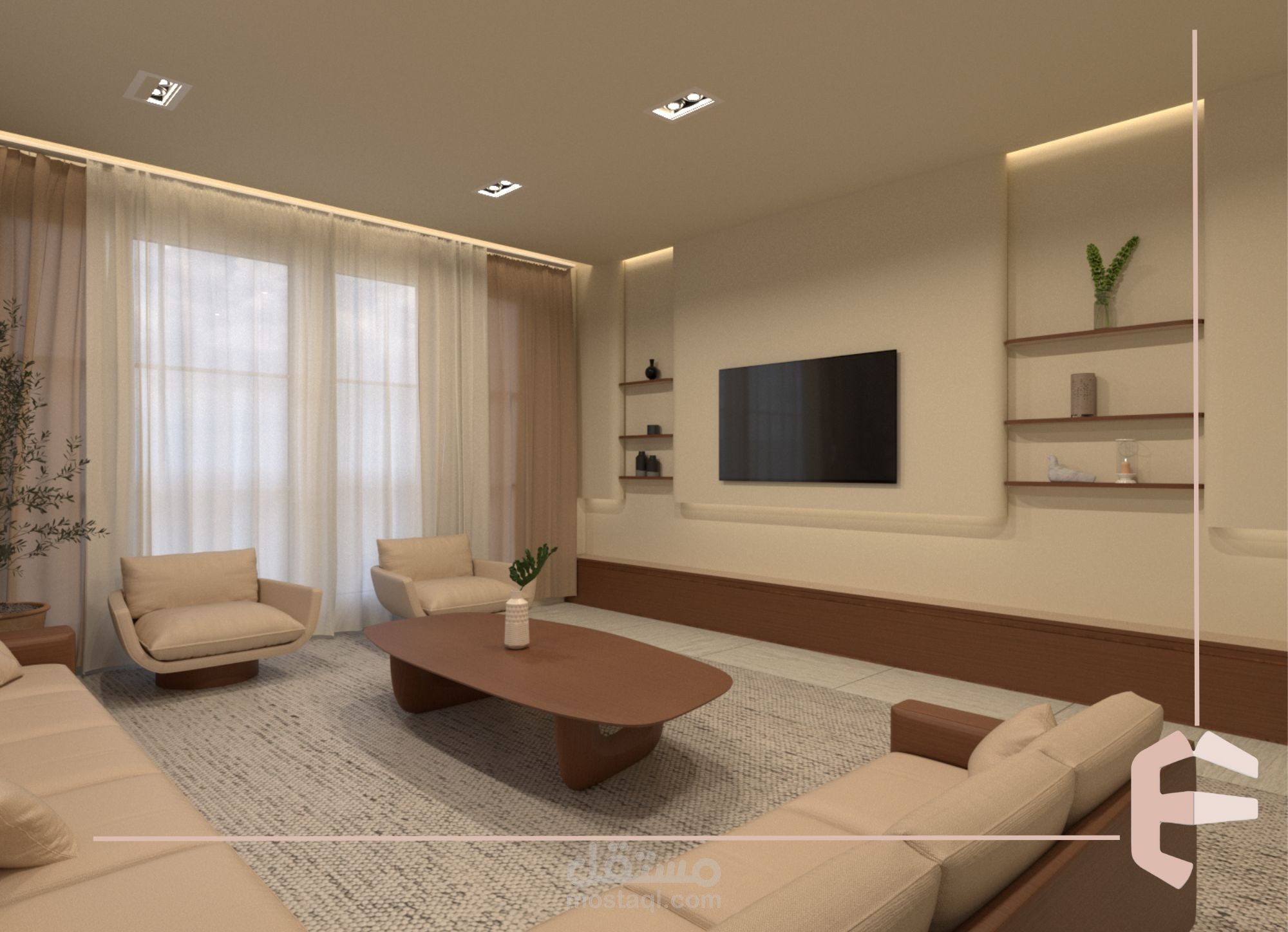 تصميم داخلي لصالة عائليه