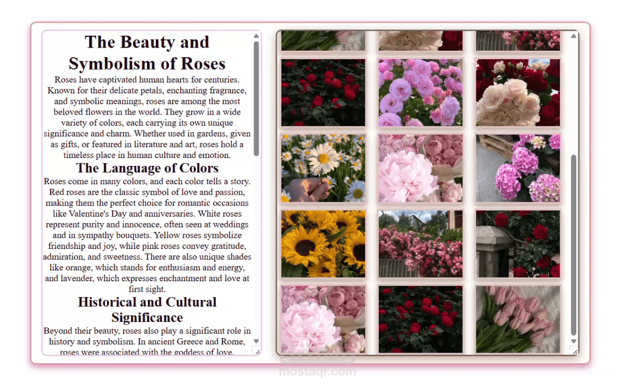 Interactive Roses Web Page
