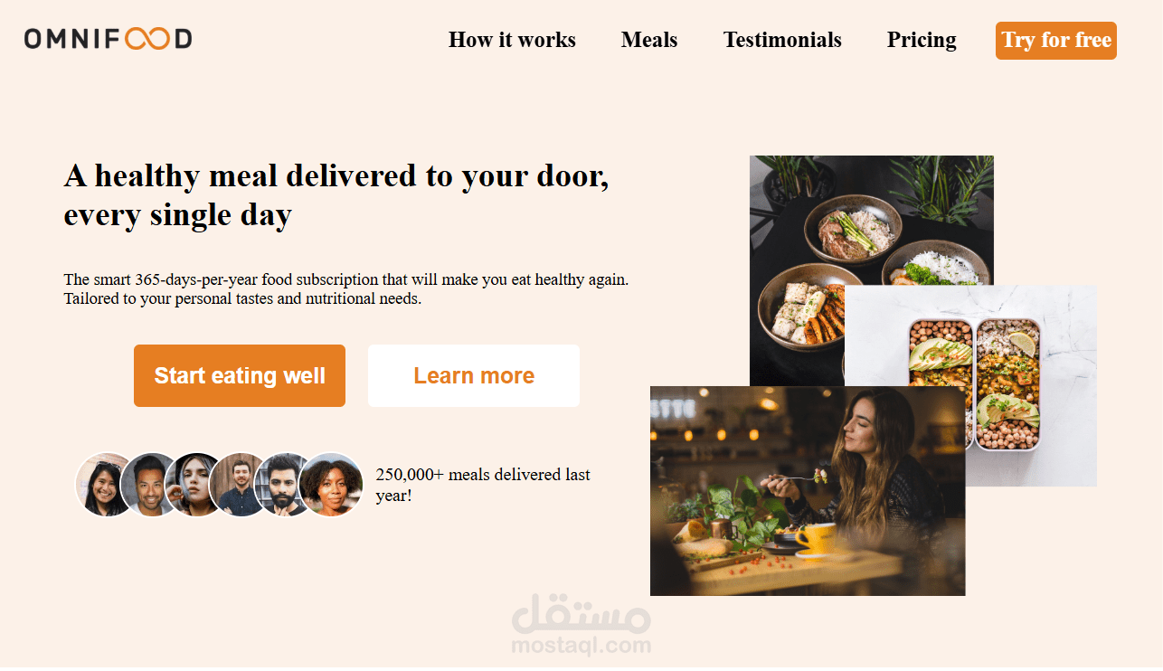 تصميم واجهة ويب لموقع Omnifood (Landing Page + Responsive Design)