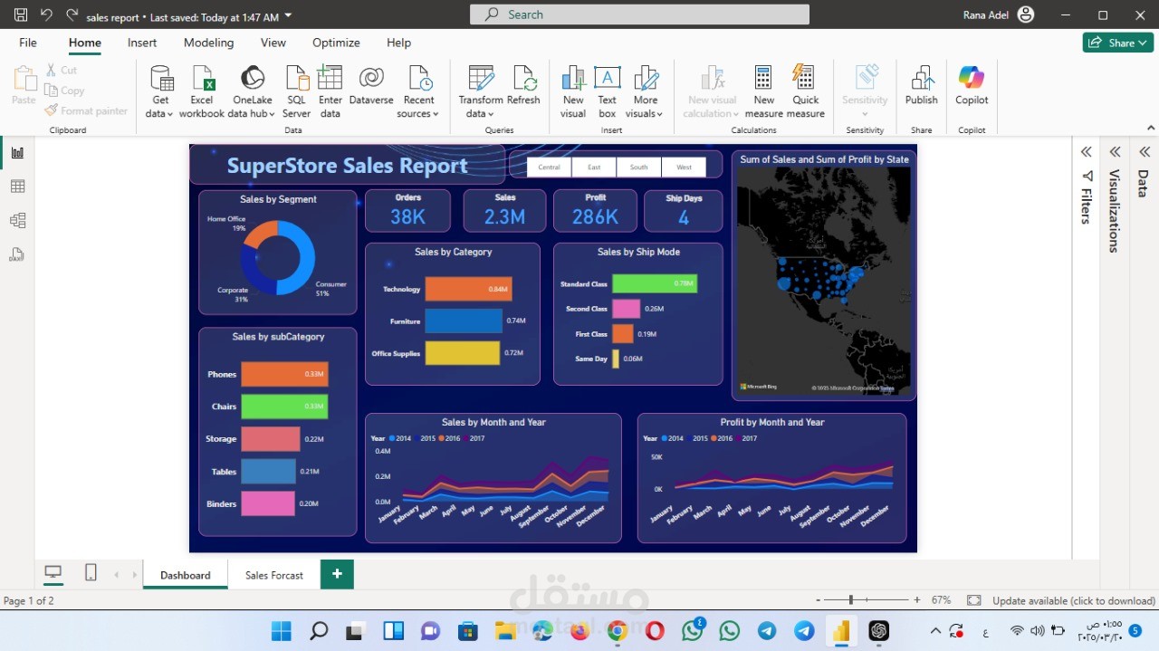 تصميم لوحة تحكم تفاعلية لتحليل المبيعات باستخدام Power BI