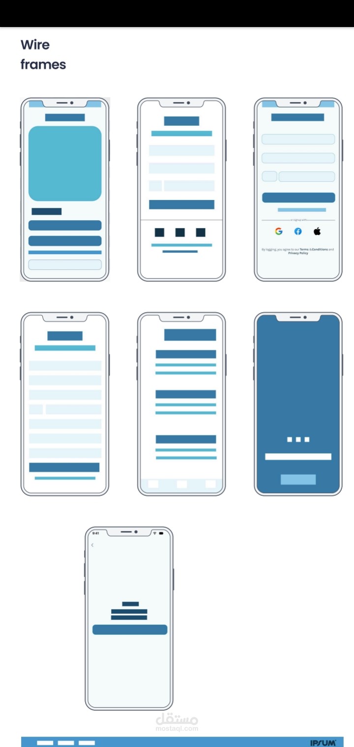Wirefram for mobile application