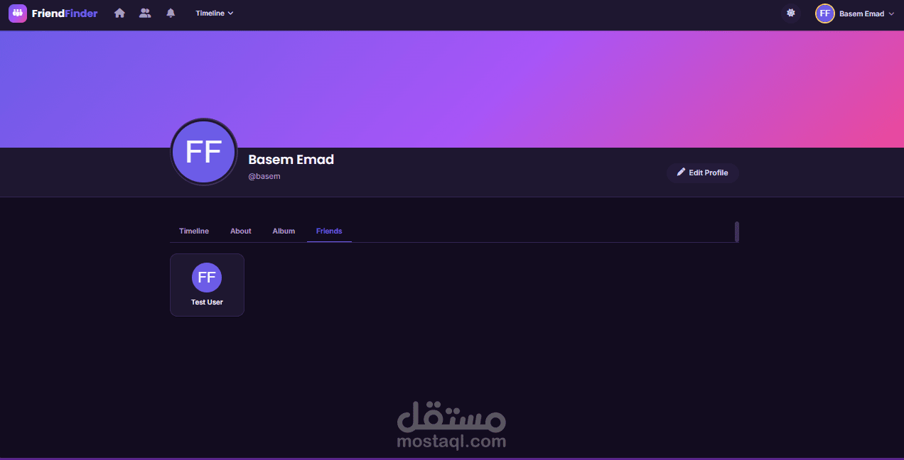 منصة Friend Finder - تطبيق تواصل اجتماعي متكامل (Full-Stack Application)