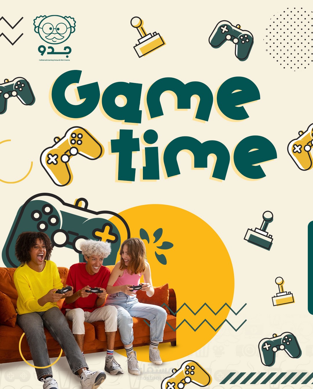 بوست سوشيال ميديا بعنوان "game time "