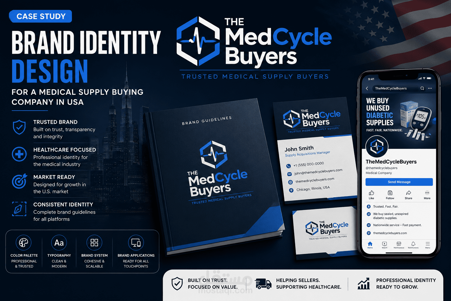 تصميم Brand Identity احترافية لشركة استيراد وشراء مستلزمات طبية