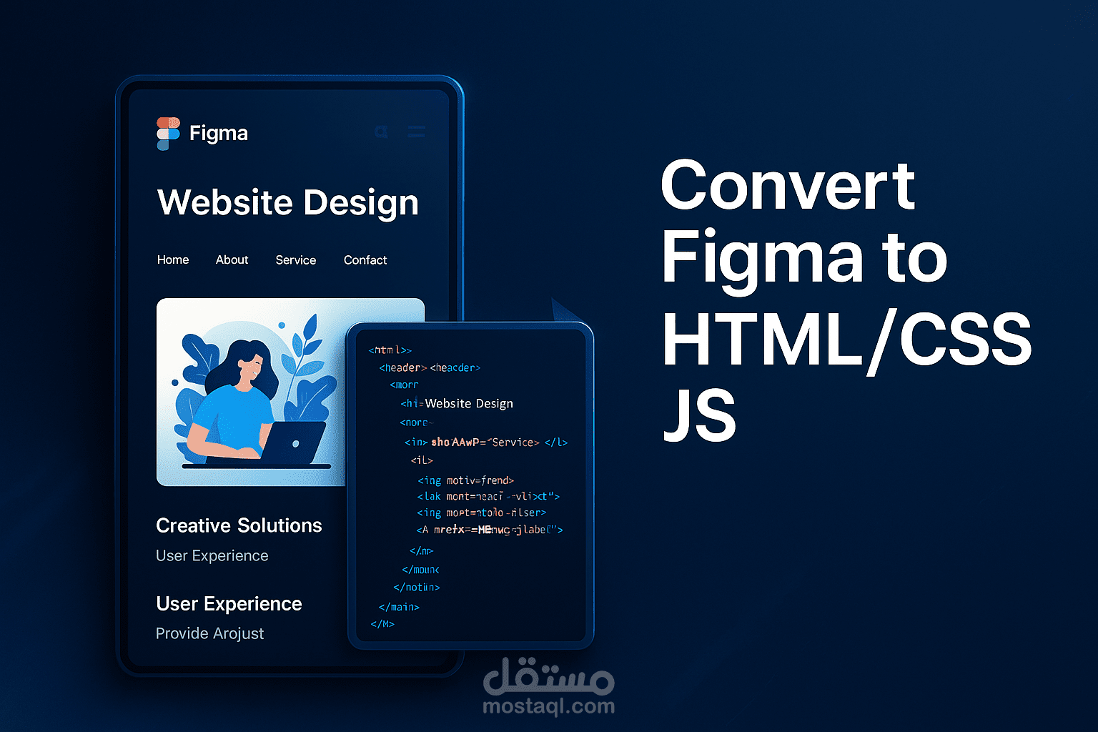 تحويل تصميم Figma إلى كود HTML / CSS / JavaScript احترافي ومتجاوب