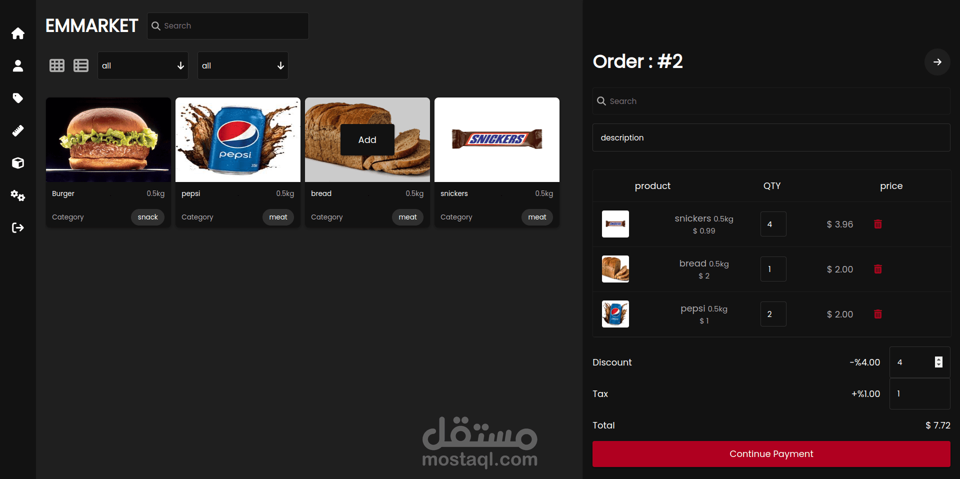 تطبيق ويب خاص بإدارة السوبرماركت
