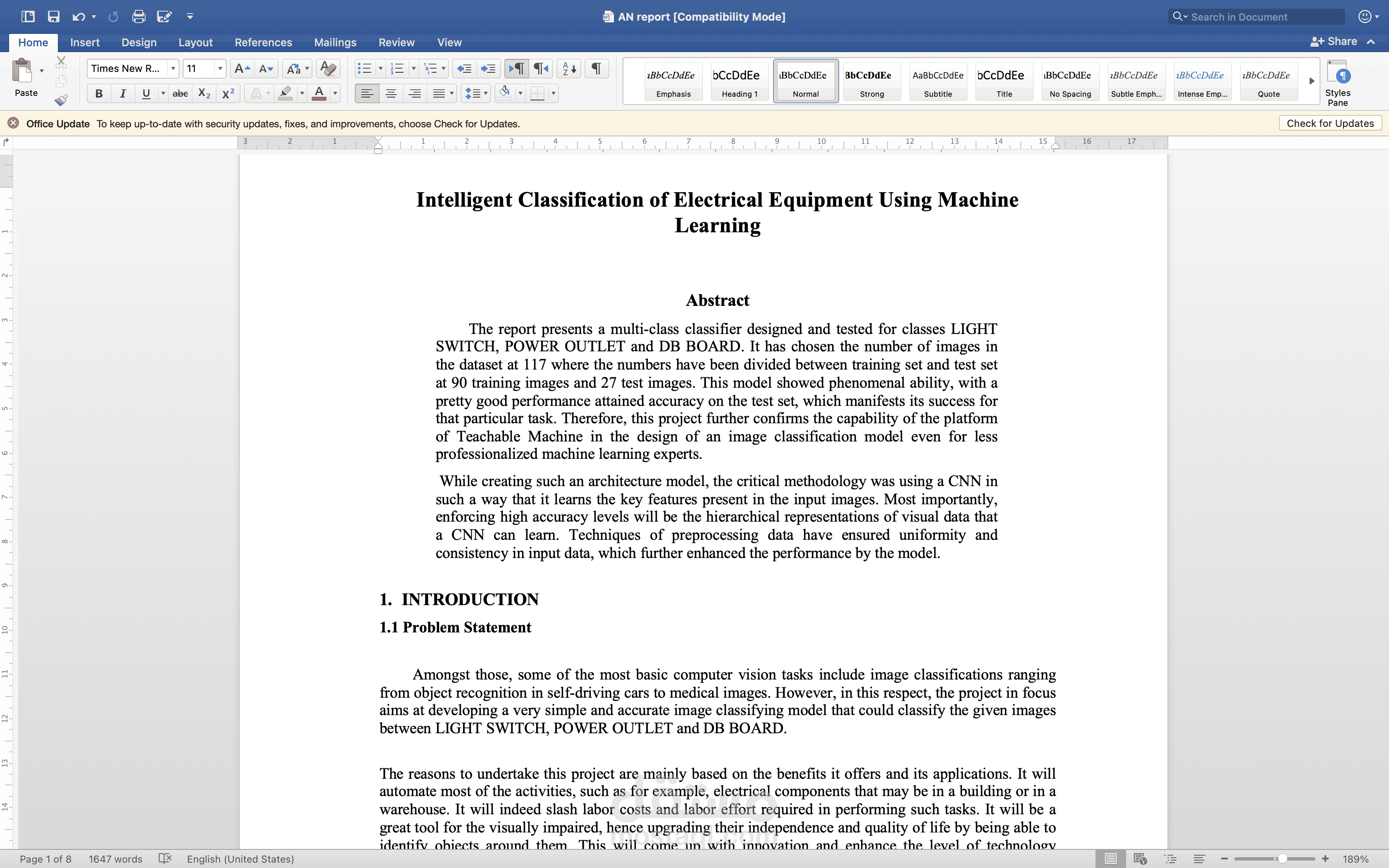 Intelligent Classification of Electrical Equipment Using Machine Learning