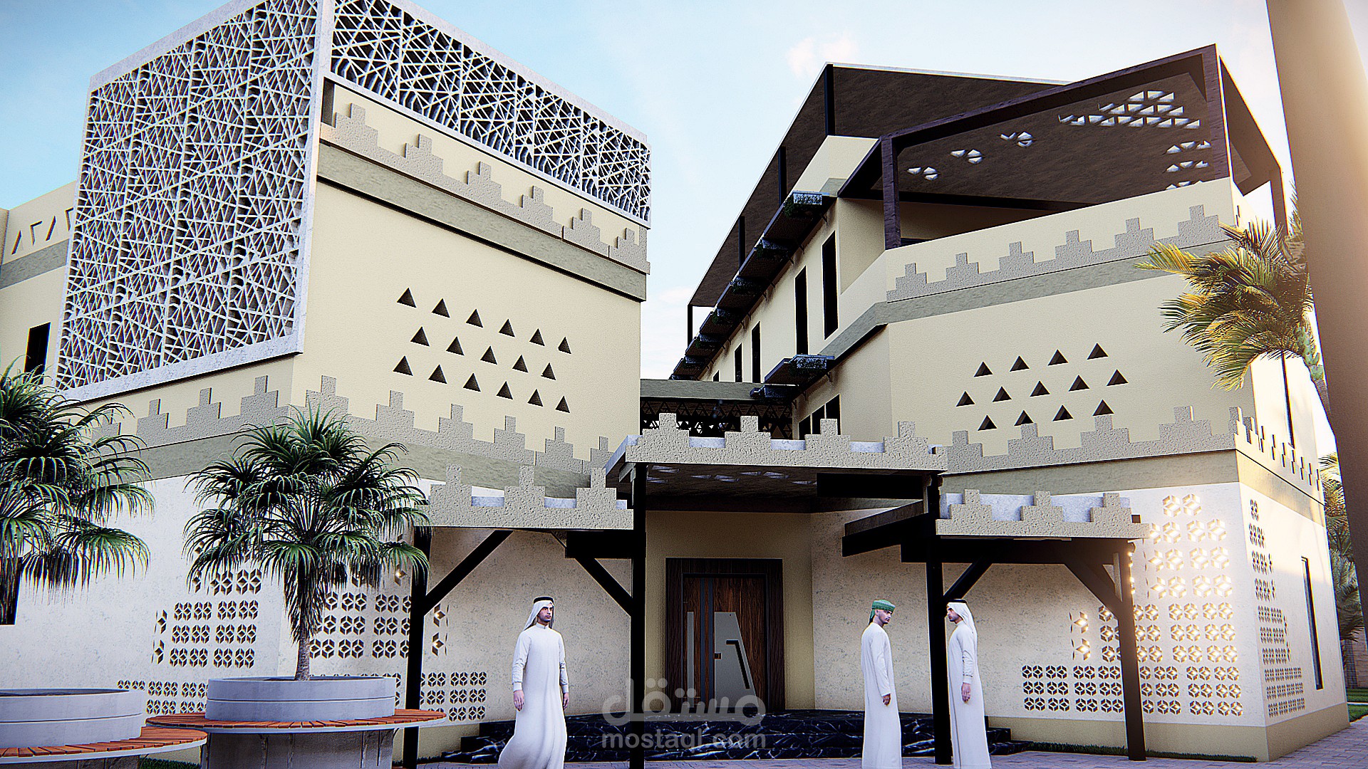 فيللا علي الطراز النجدي بالمملكعه العربيه السعودية