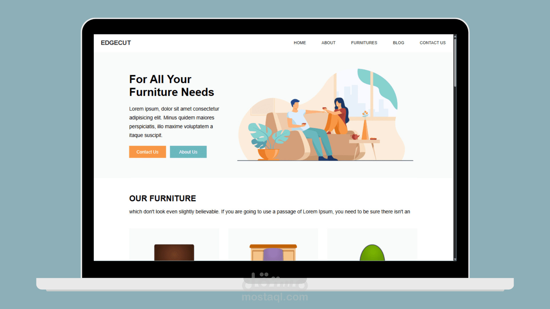 تصميم وتطوير موقع لعرض منتجات أثاث بواجهة عصرية وتجربة مستخدم سلسة Edgecut