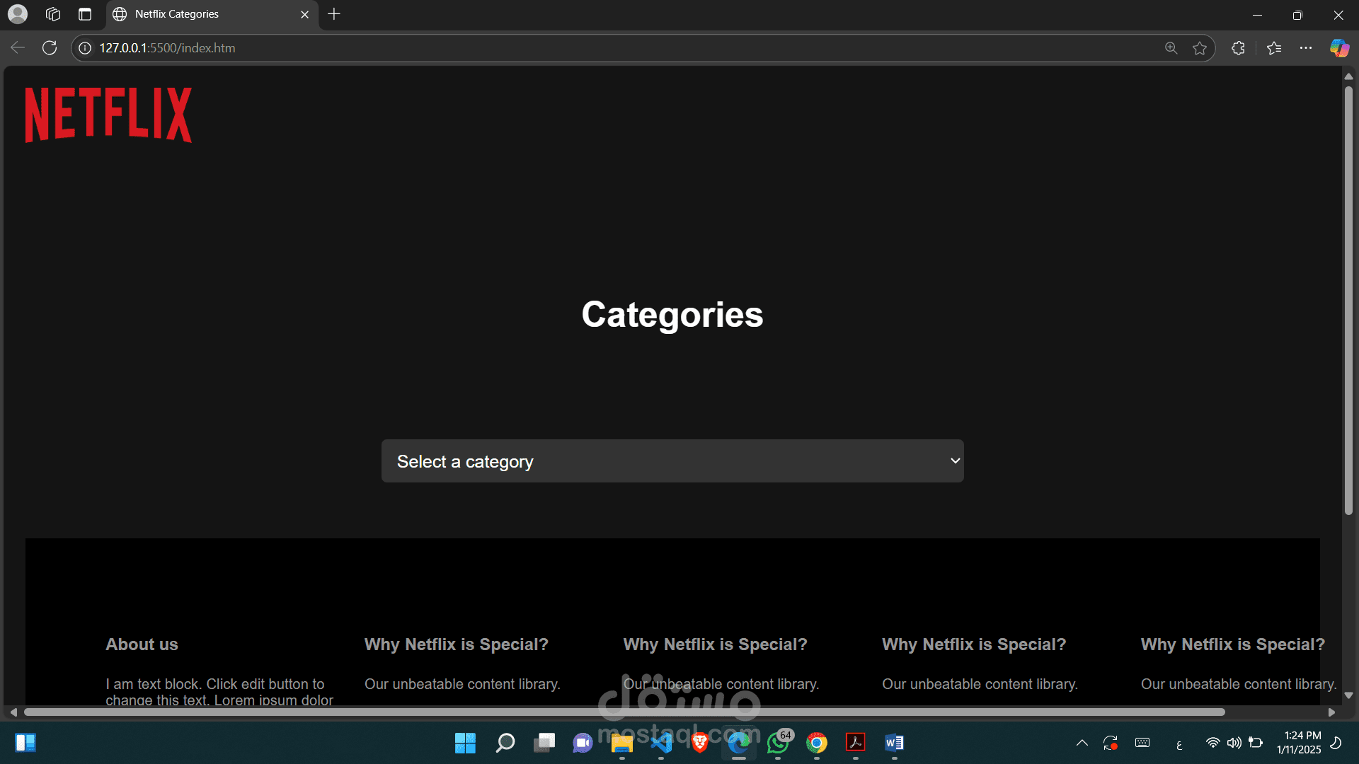 واجهه امامية لتصنيف الافلام على نتفليكس