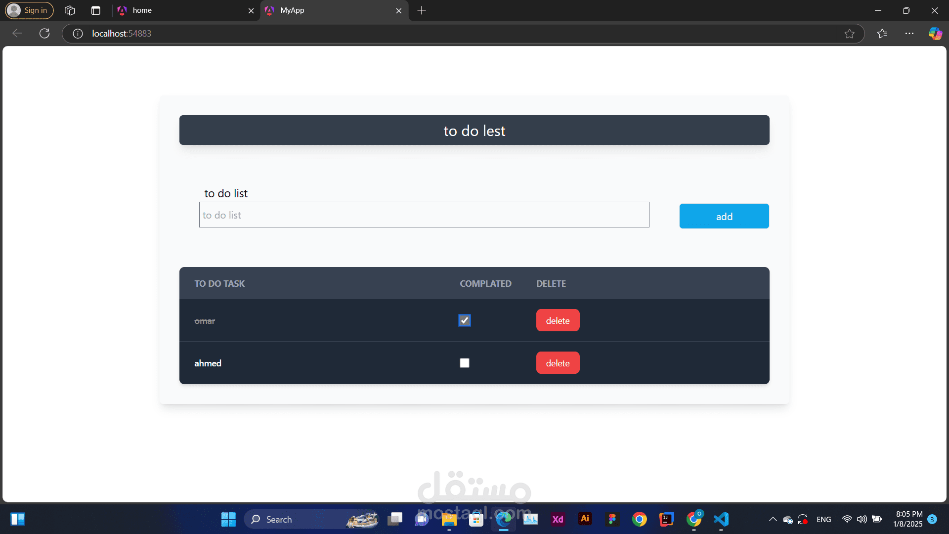 ويب سايت موقع To-Do List بسيط باستخدام AngularJS و Tailwind CSS