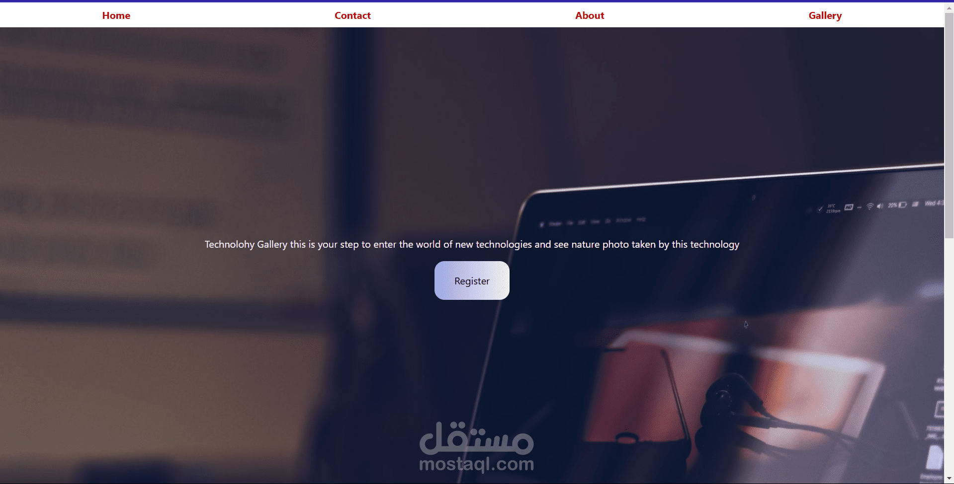 home page for gallery