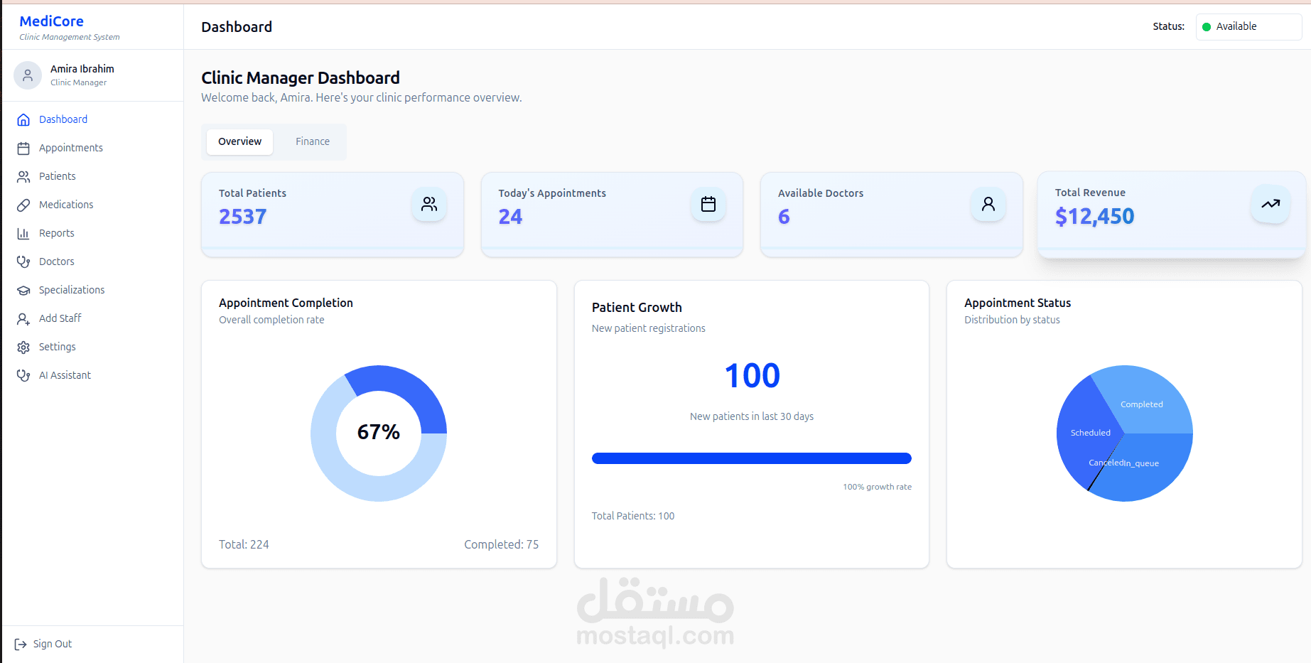 MediCare Full stack clinic management system