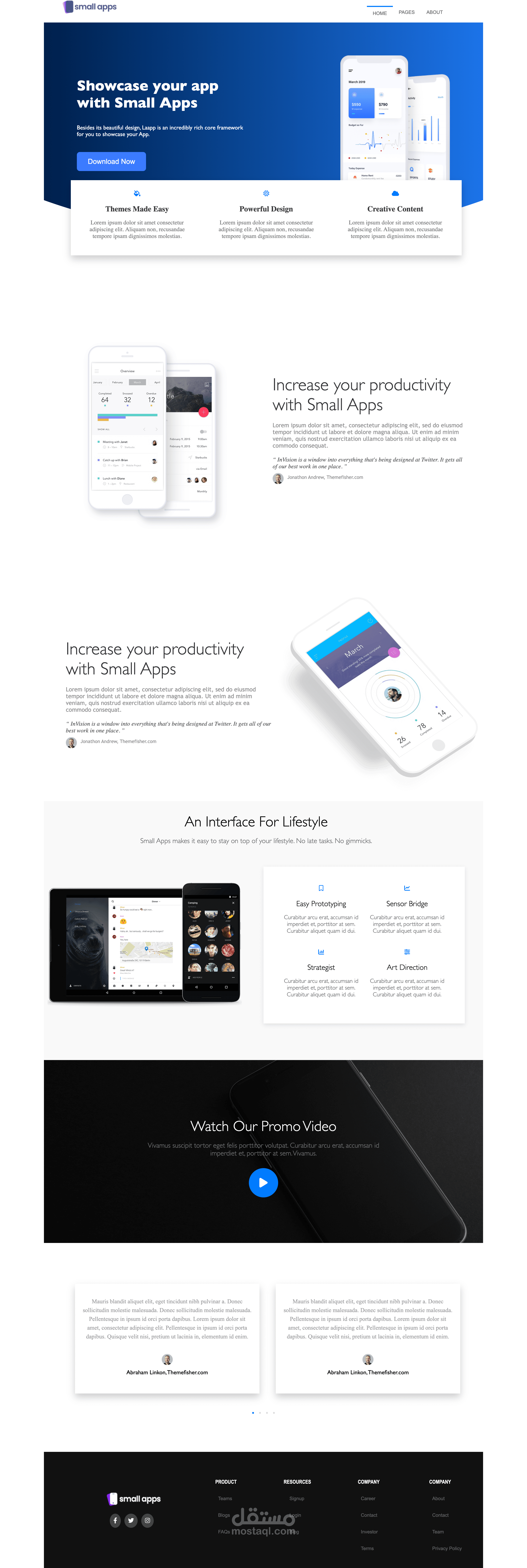 Web page for promote and showcase a mobile app