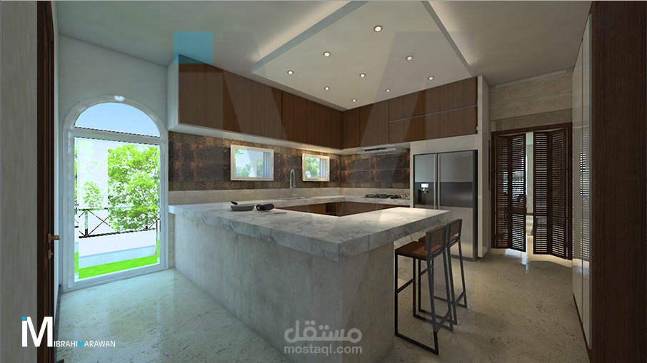 تصميم داخلي لمطبخ اميركان