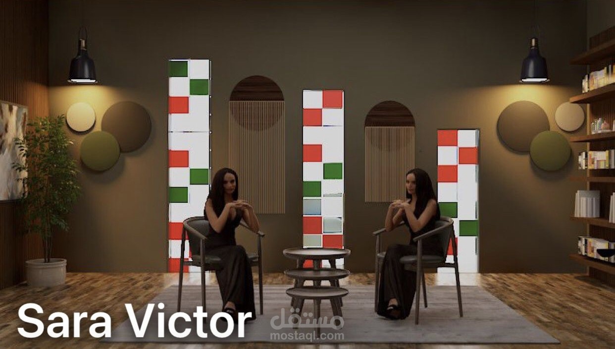 تصميم و تنفيذ 3d ستوديو تصوير بودكاست