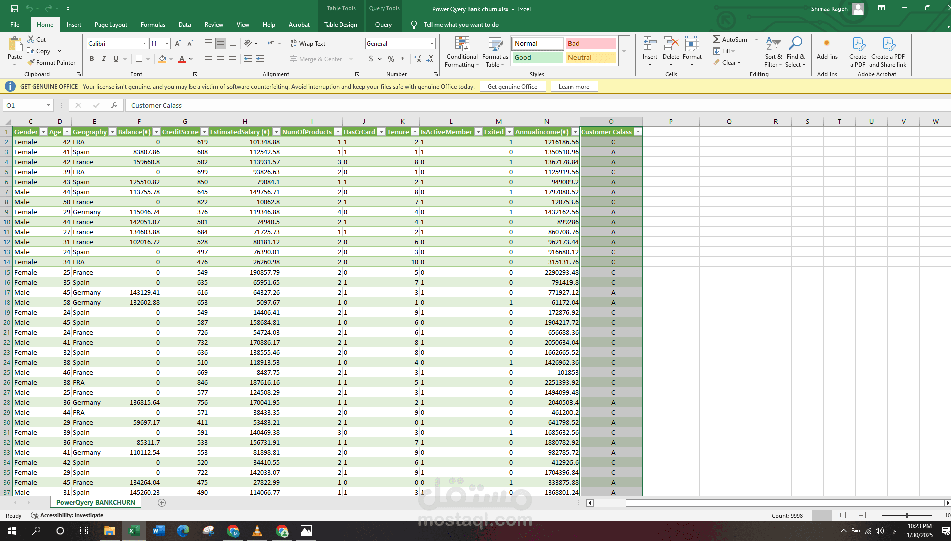 cleaned data bank