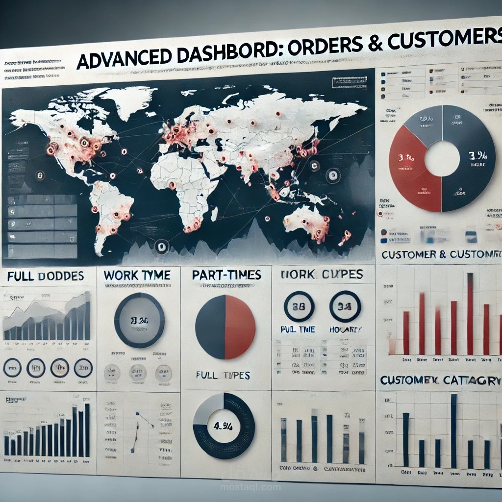 "تصميم داشبورد لتحليل الطلبات والعملاء باستخدام Excel وPower Pivot"