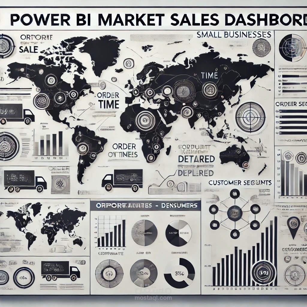 تحليل مبيعات السوق باستخدام Power BI: توزيع المناطق وحالة وصول الطلبات للعملاء