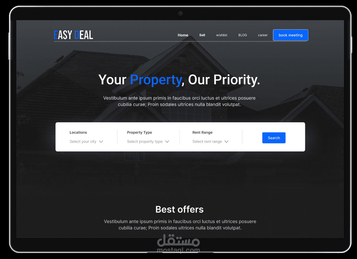 تصميم واجهة مستخدم وتجربة مستخدم (UI/UX) لموقع Easy Deal لبيع وشراء العقارات
