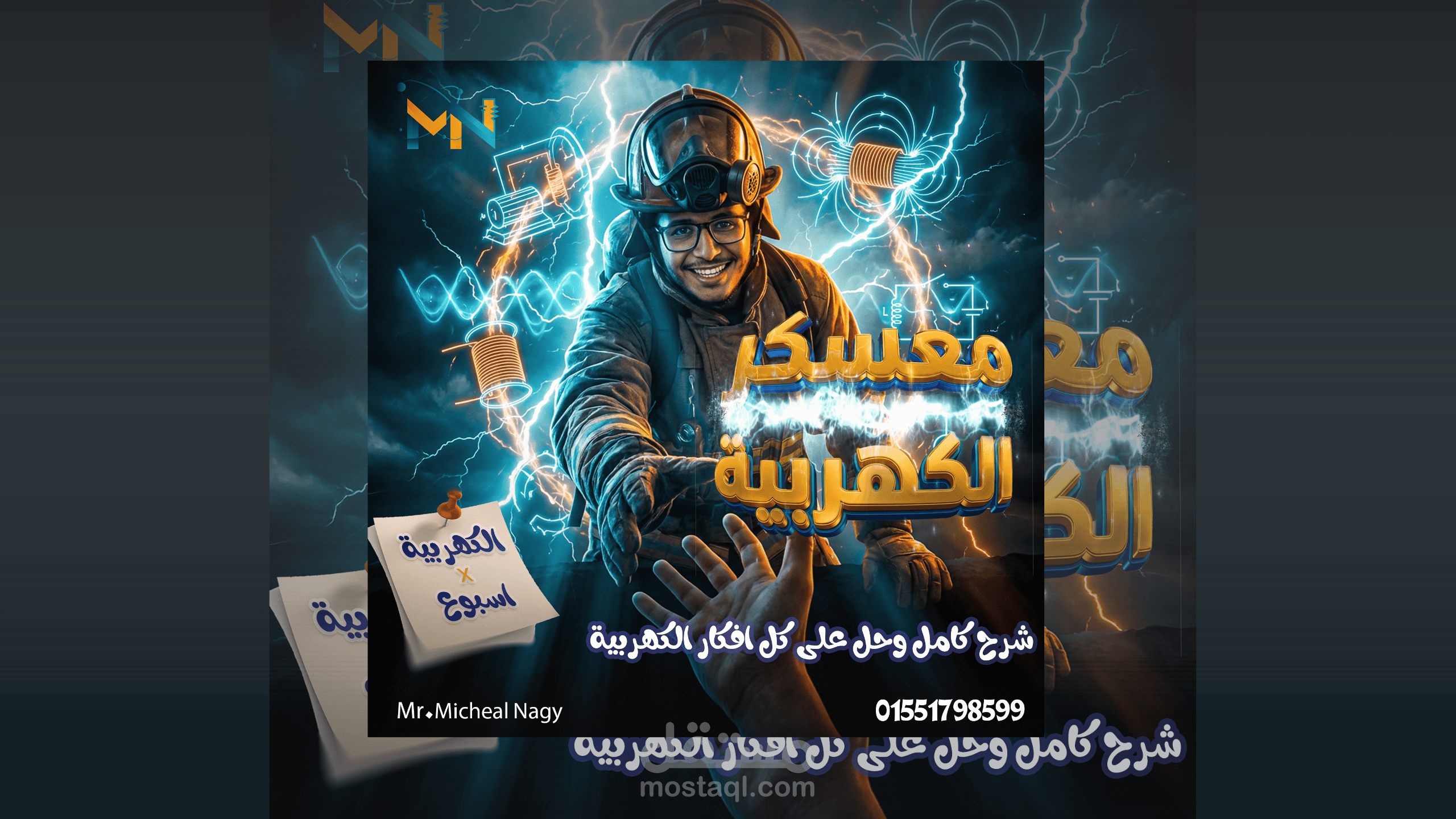 تصميم بوسترات اعلانات مدرسين بدمج احترافى