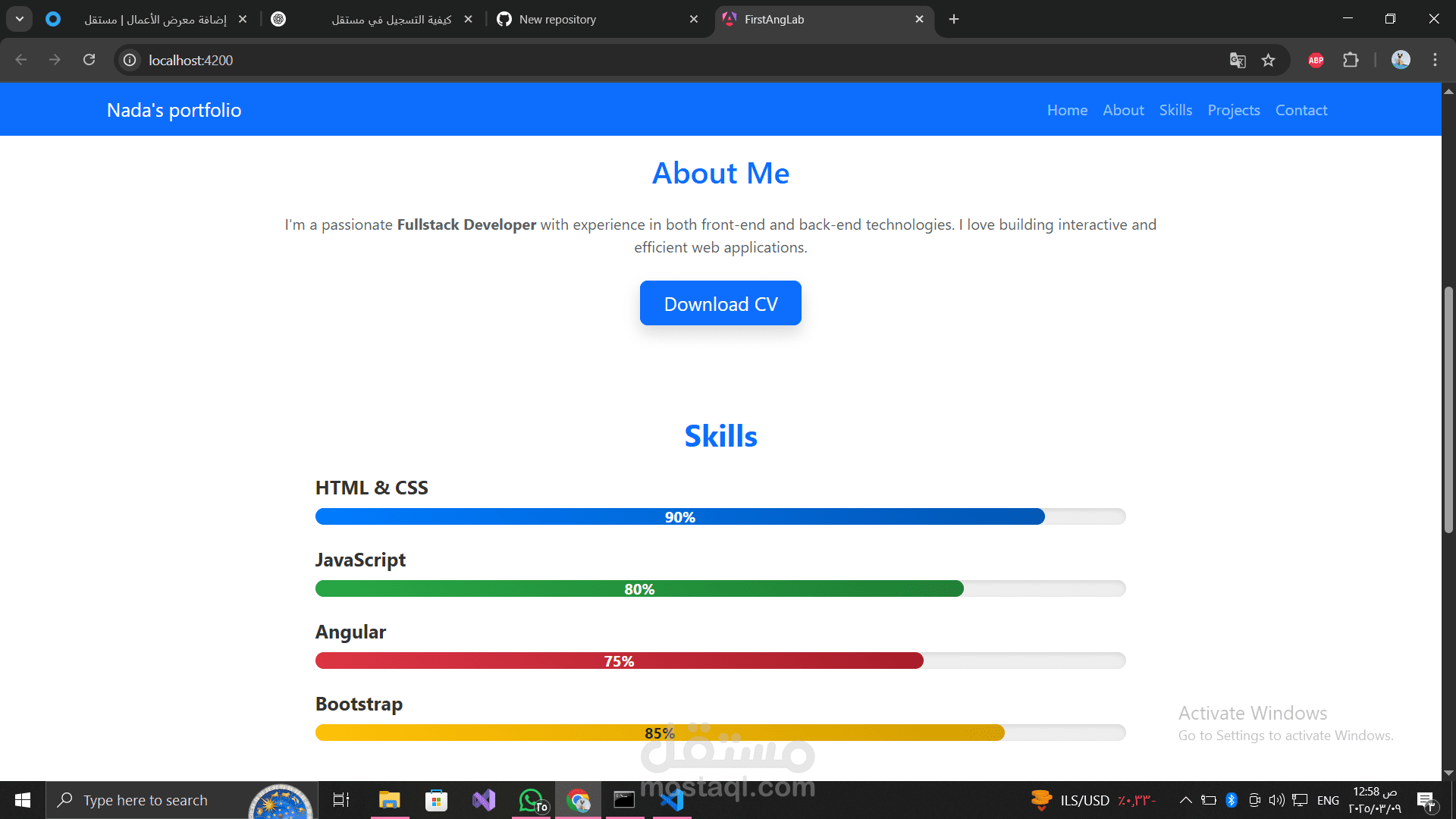 تطوير Portfolio شخصي باستخدام Angular و Bootstrap