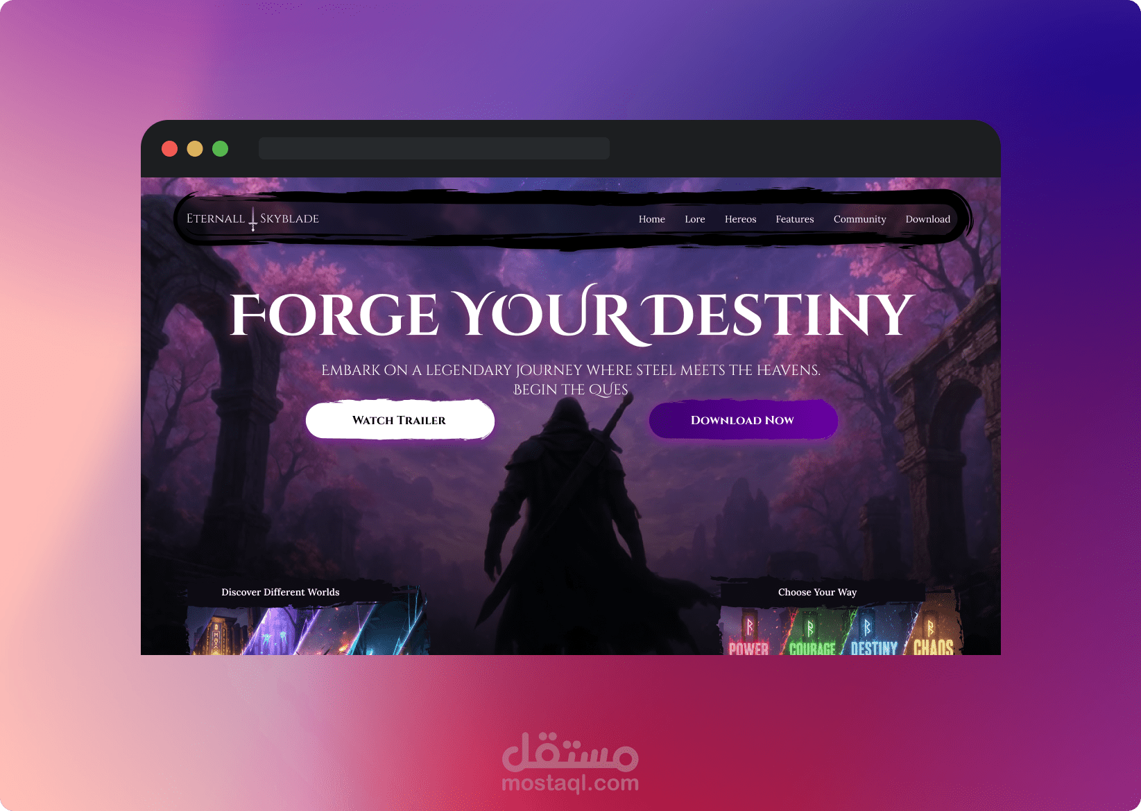 Eternall Skyblade (Gaming website landing page)