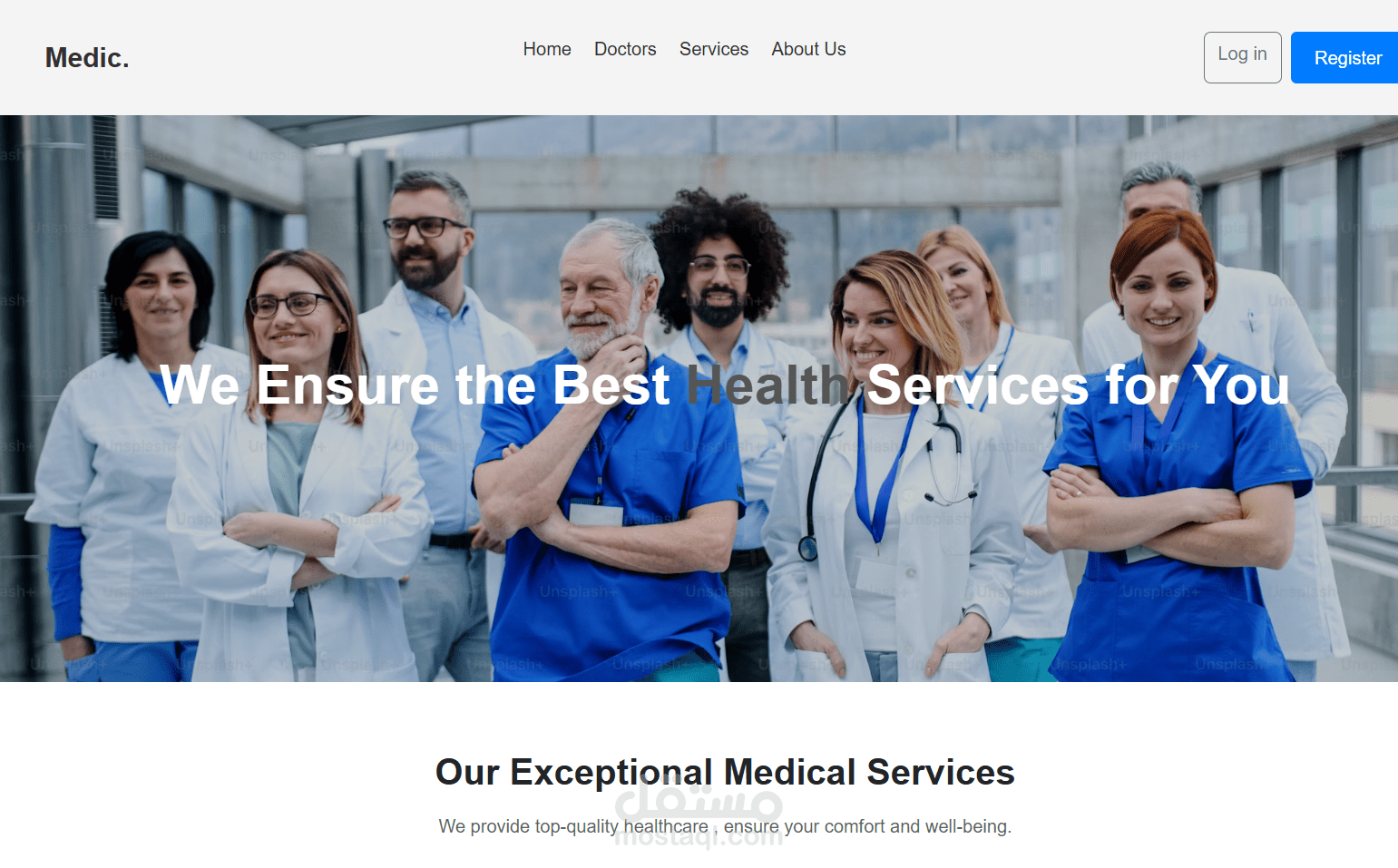 تصميم موقع Medic – منصة للخدمات الطبية (Tailwind CSS + Custom Code)