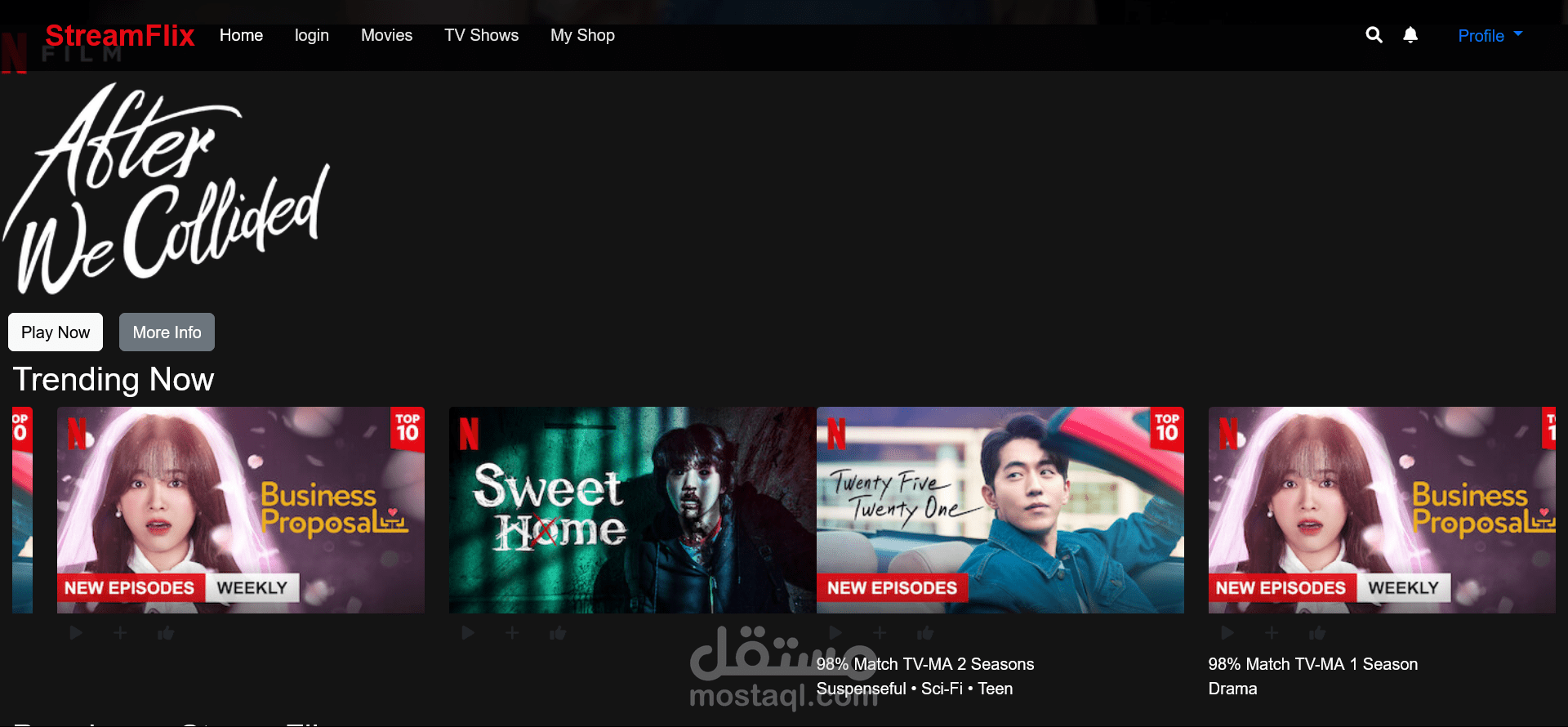 تصميم موقع افلام مشابه لنتفليكس