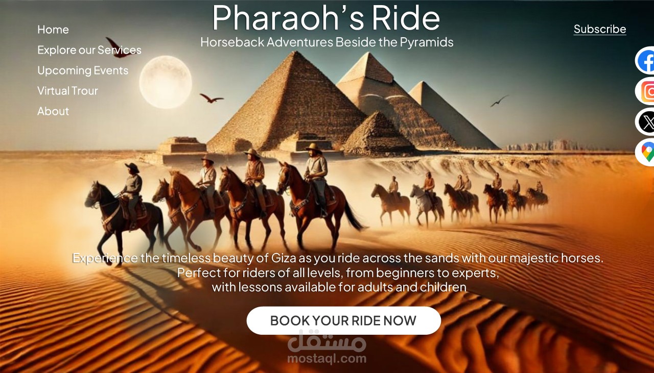 Pharaohs Ride Landing page