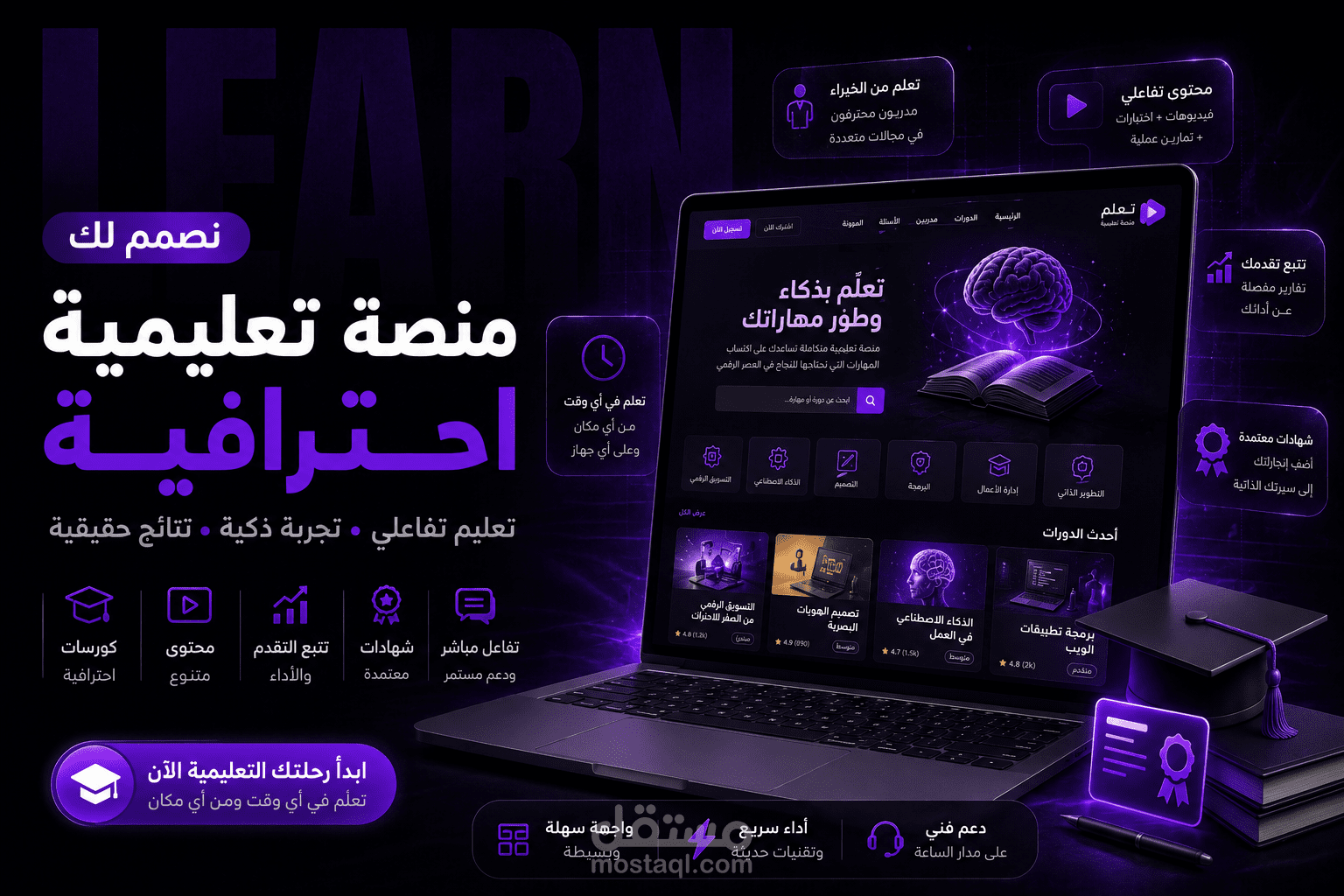 منصة تعليمية تفاعلية بـ 6 موديولات — React & Vite