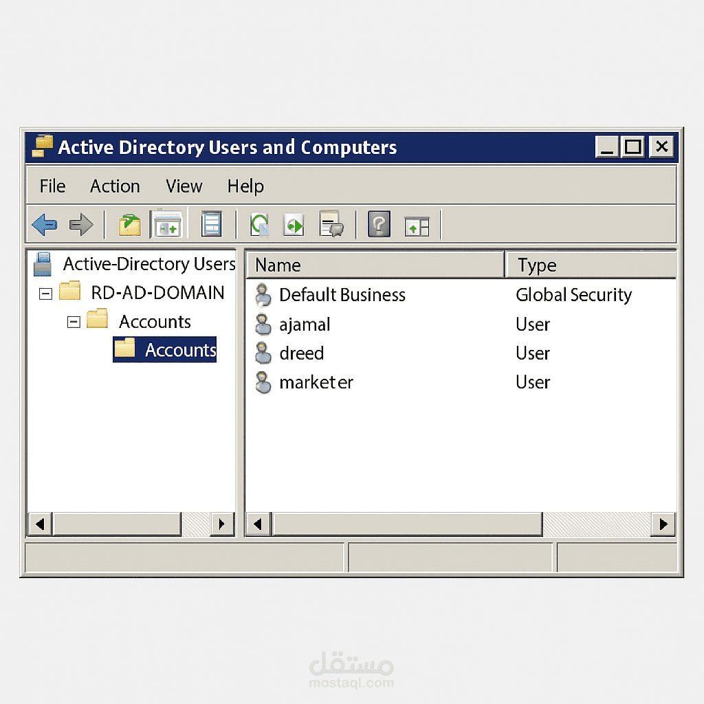 إعداد بنية Active Directory كاملة لشركة صغيرة باستخدام Windows Server
