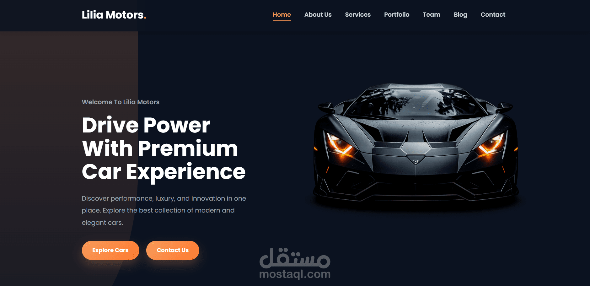 موقع معرض سيارات فاخر - Lilia Motors | تجربة مستخدم احترافية (Frontend)