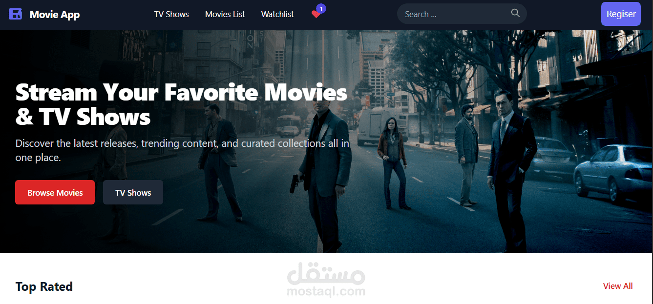 تصميم وتطوير واجهة موقع أفلام باستخدام Angular مع نظام إدارة للمفضلة وقوائم المشاهدة