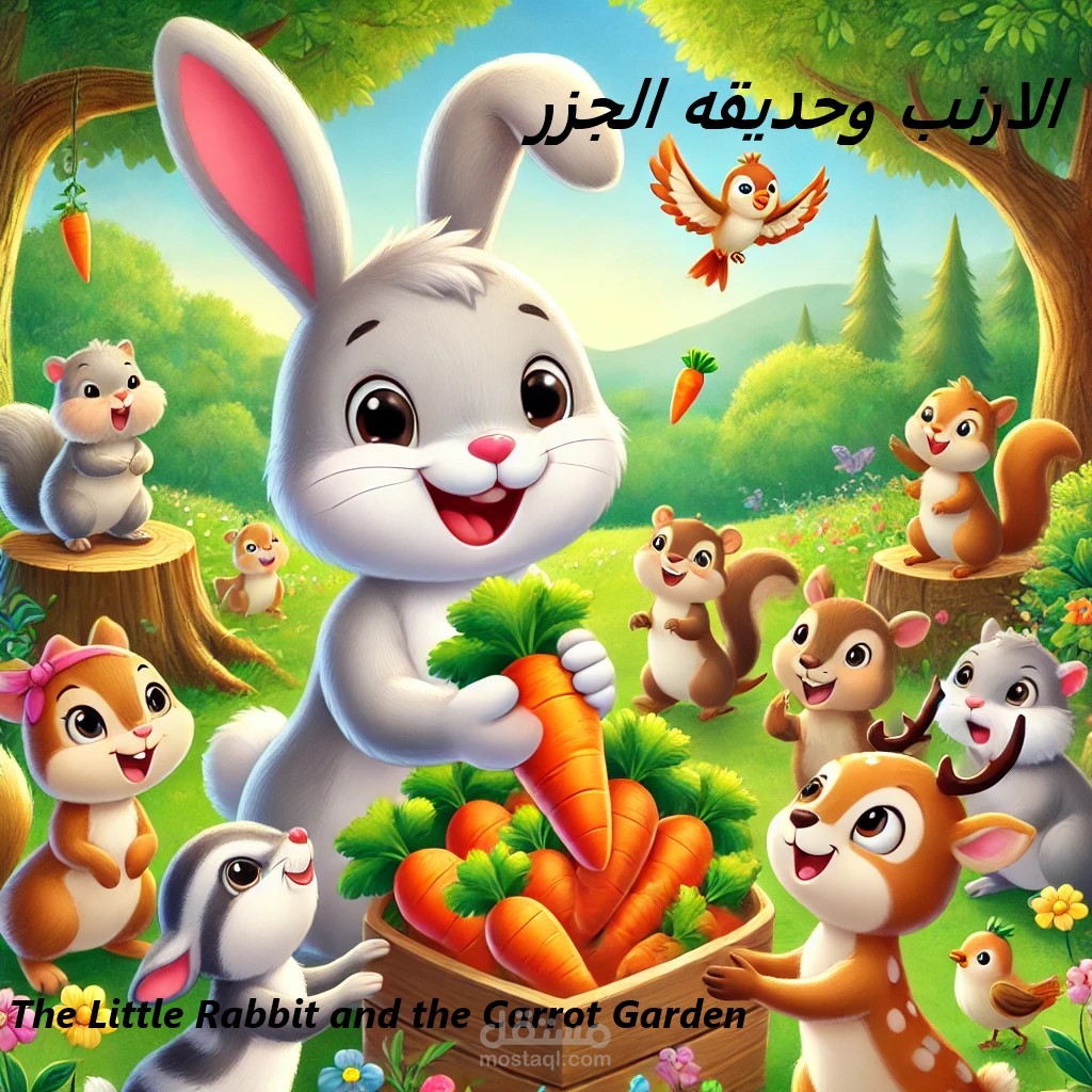 قصه اطفال الارنب وحديقه الجزر مترجم 5 لغات