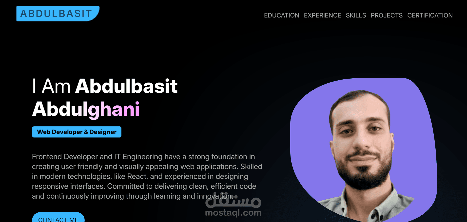 تصميم وتنفيد موقع شخصي