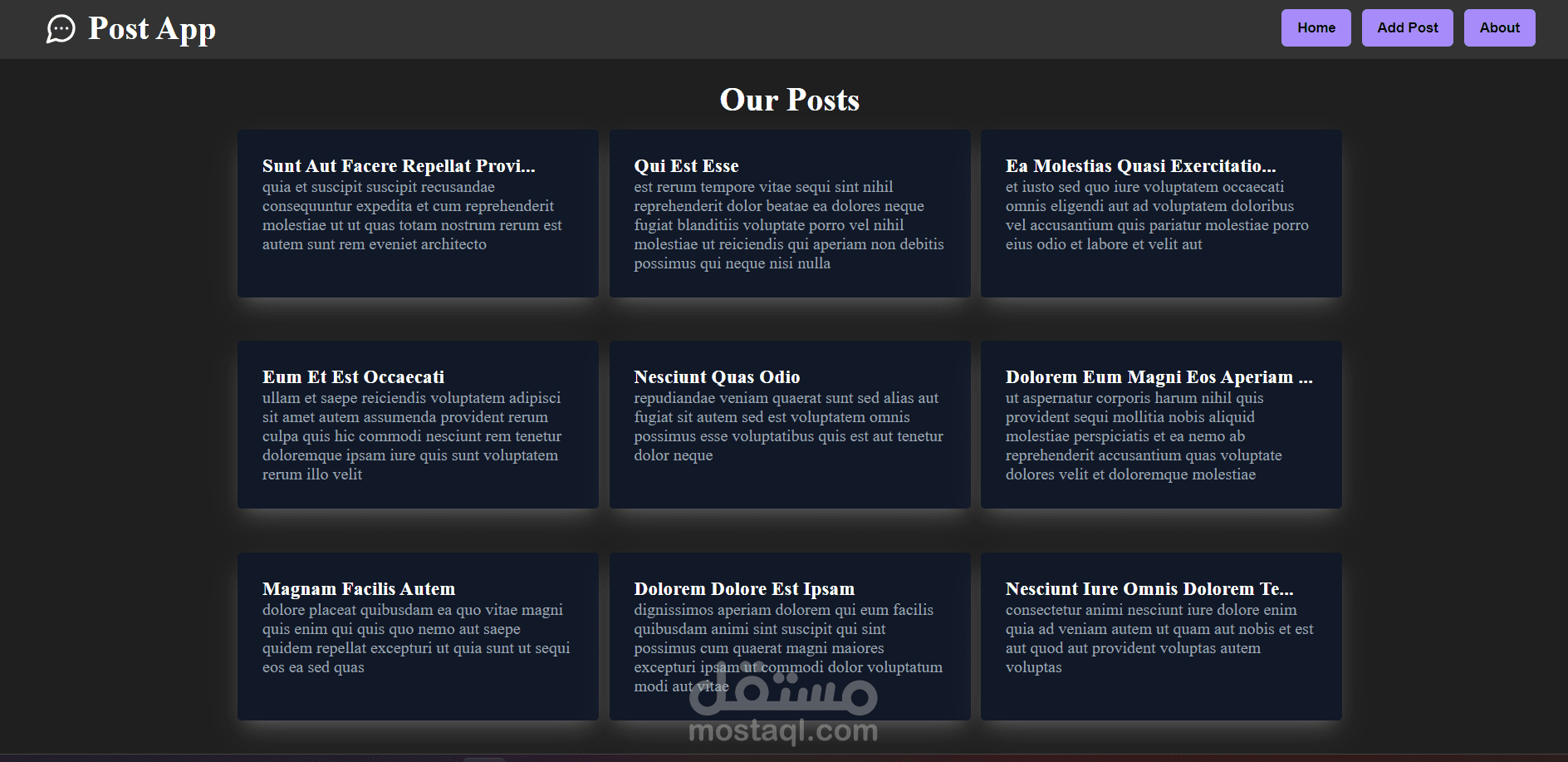 تصميم وبرمجة موقع لجلب البيانات عن طريق API وعرضها