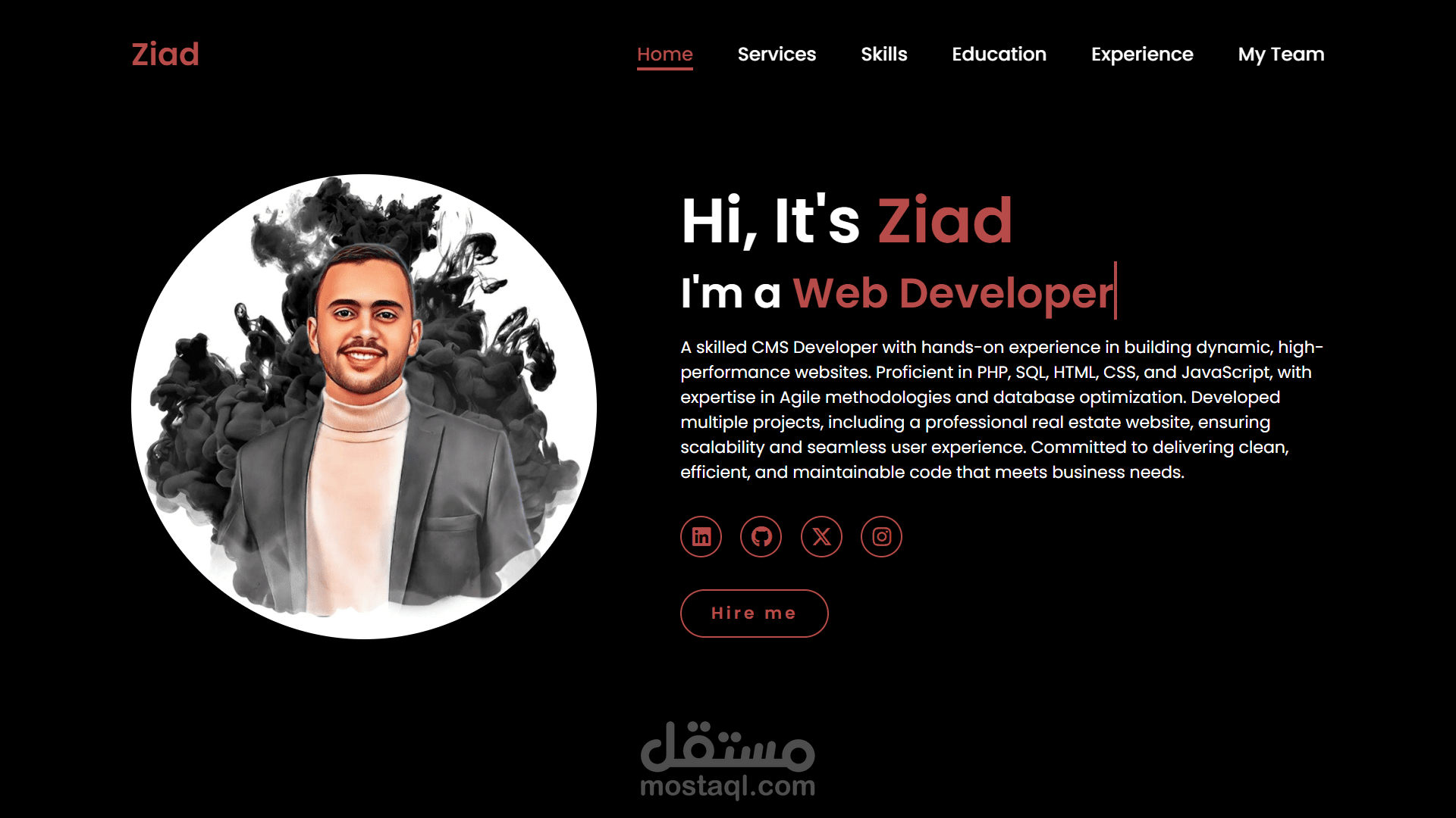 تصميم وتطوير موقع شخصي (Portfolio Website) احترافي