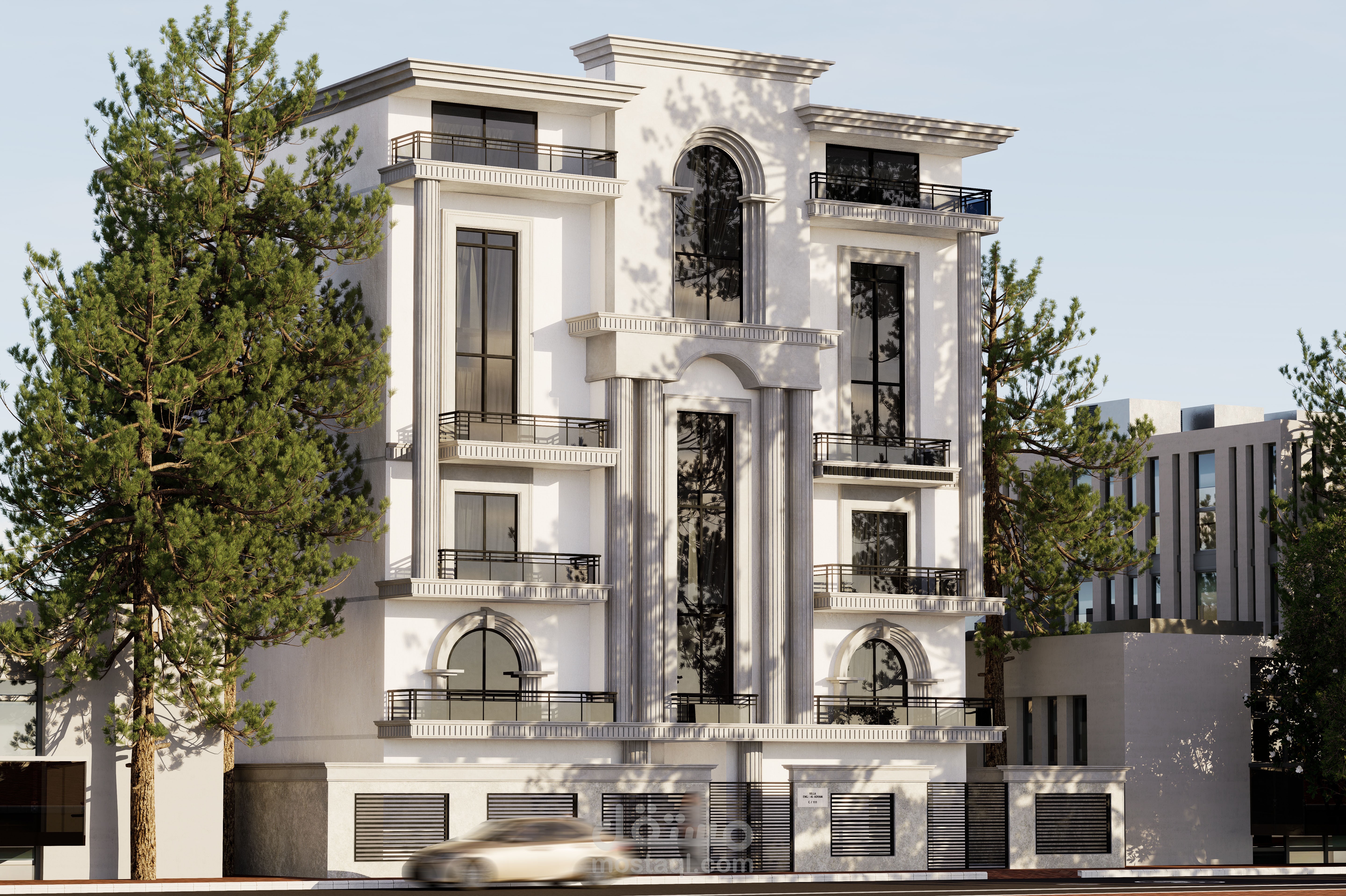 تصميم واجهه فيلا خارجيه على نظام النيو كلاسيك