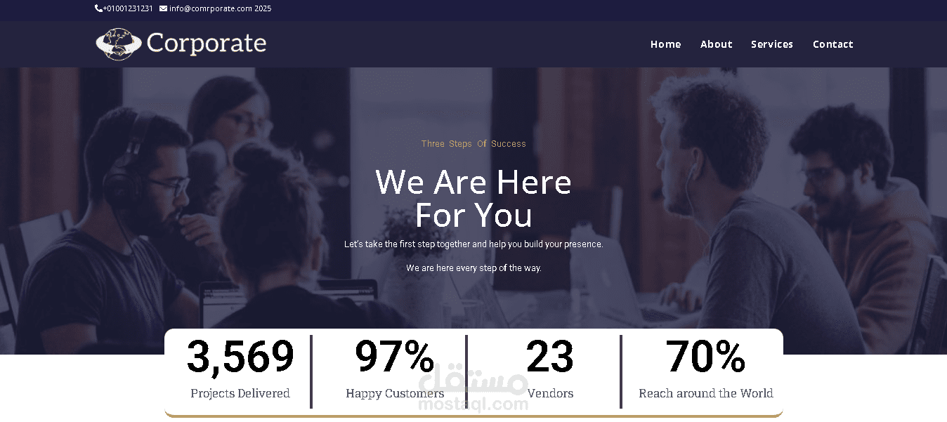 موقع ويب متكامل لشركة استشارات حلول تكنولوجيا المعلومات