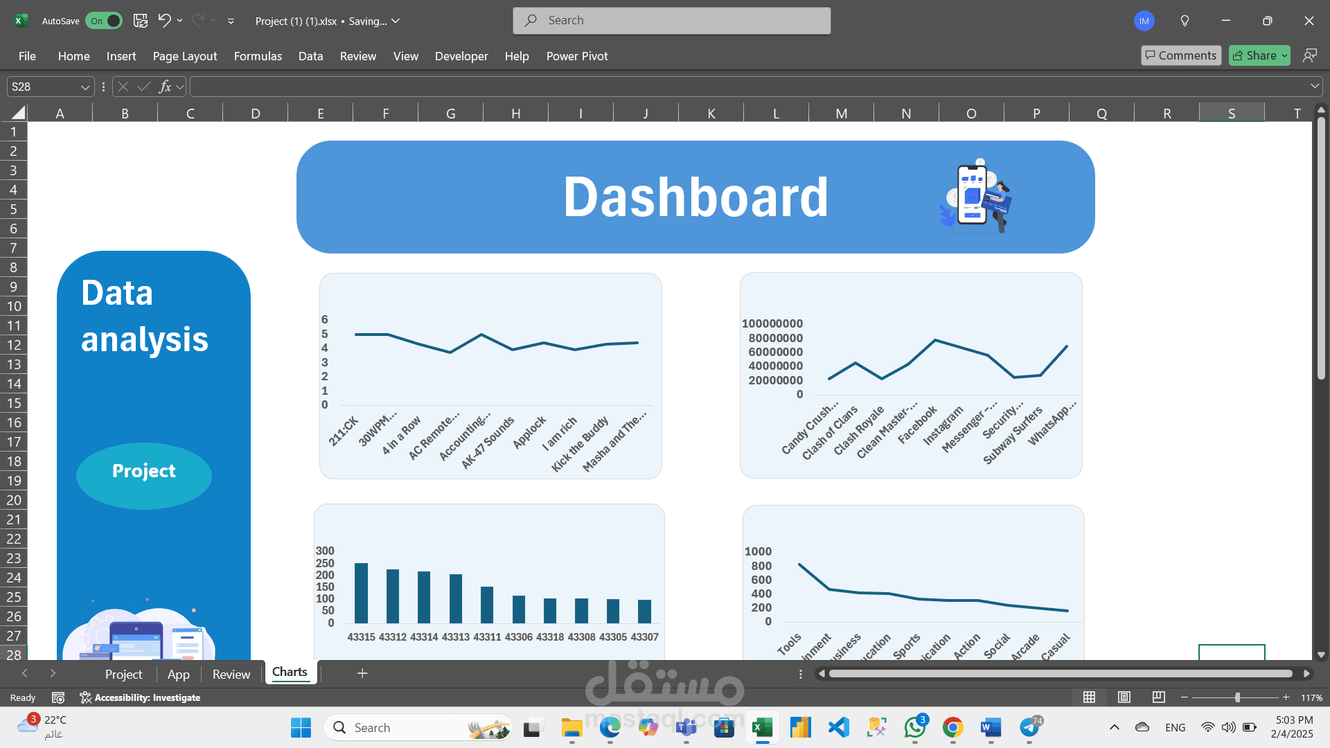 عرض Dashboard باستخدام Excel