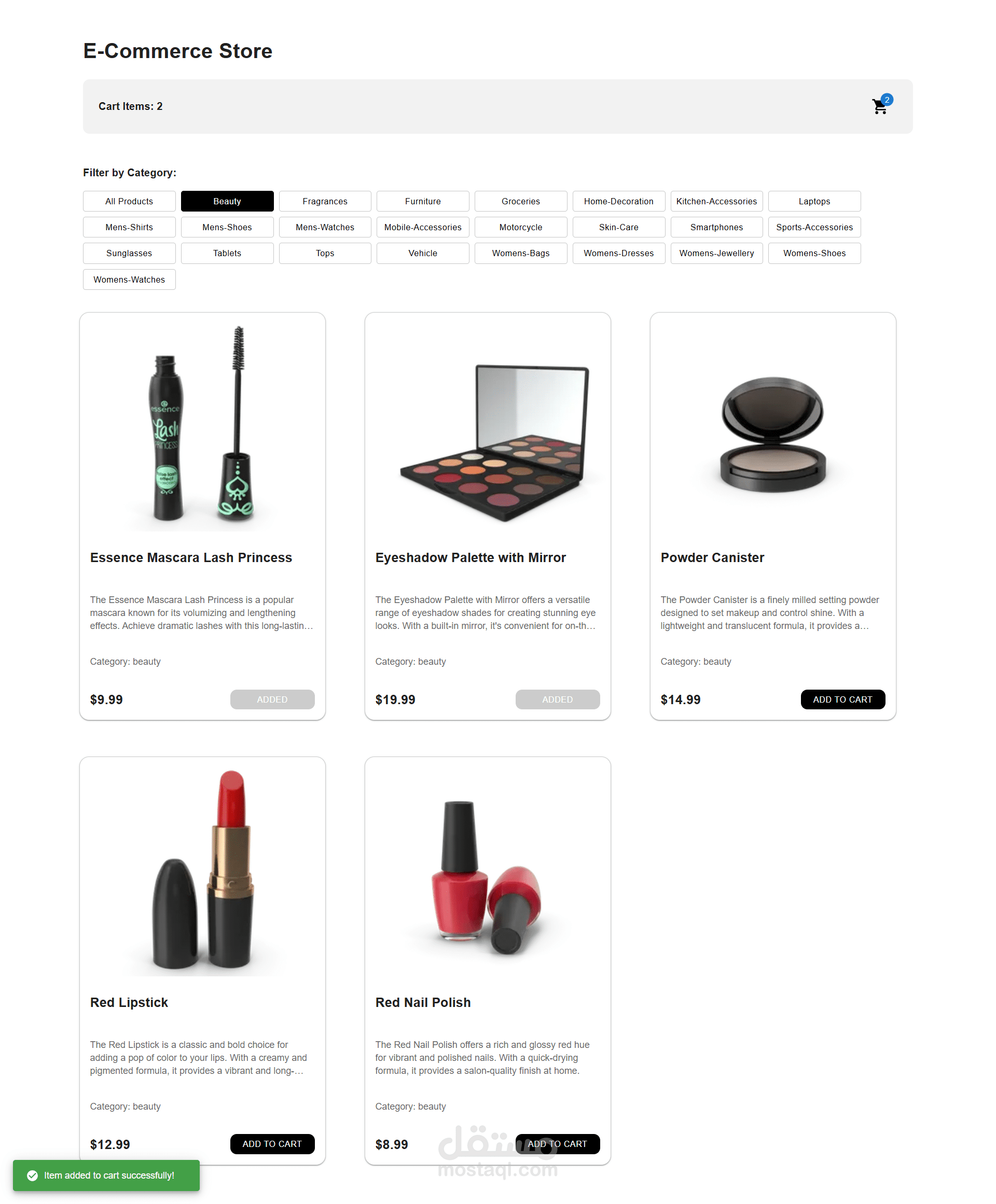 E-Commerce Store Website Using React
