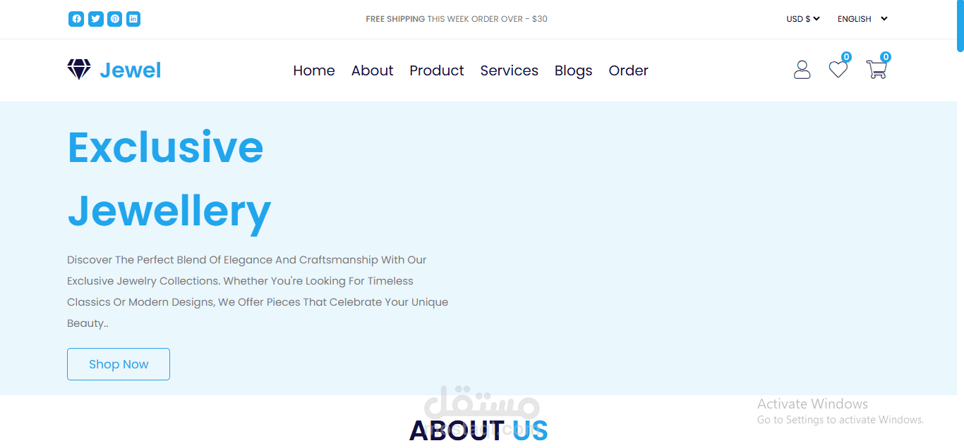 موقع إلكتروني مميز لعرض المجوهرات بأناقة واحترافية