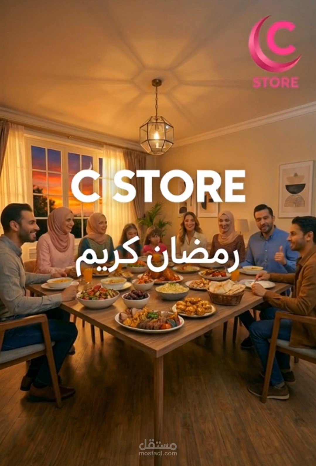 تصميم إعلان رمضان احترافي للهايبر ماركت c store ومتاجر التجزئة | تصميم إعلانات ممولة للسوشيال ميديا بالذكاء الاصطناعي
