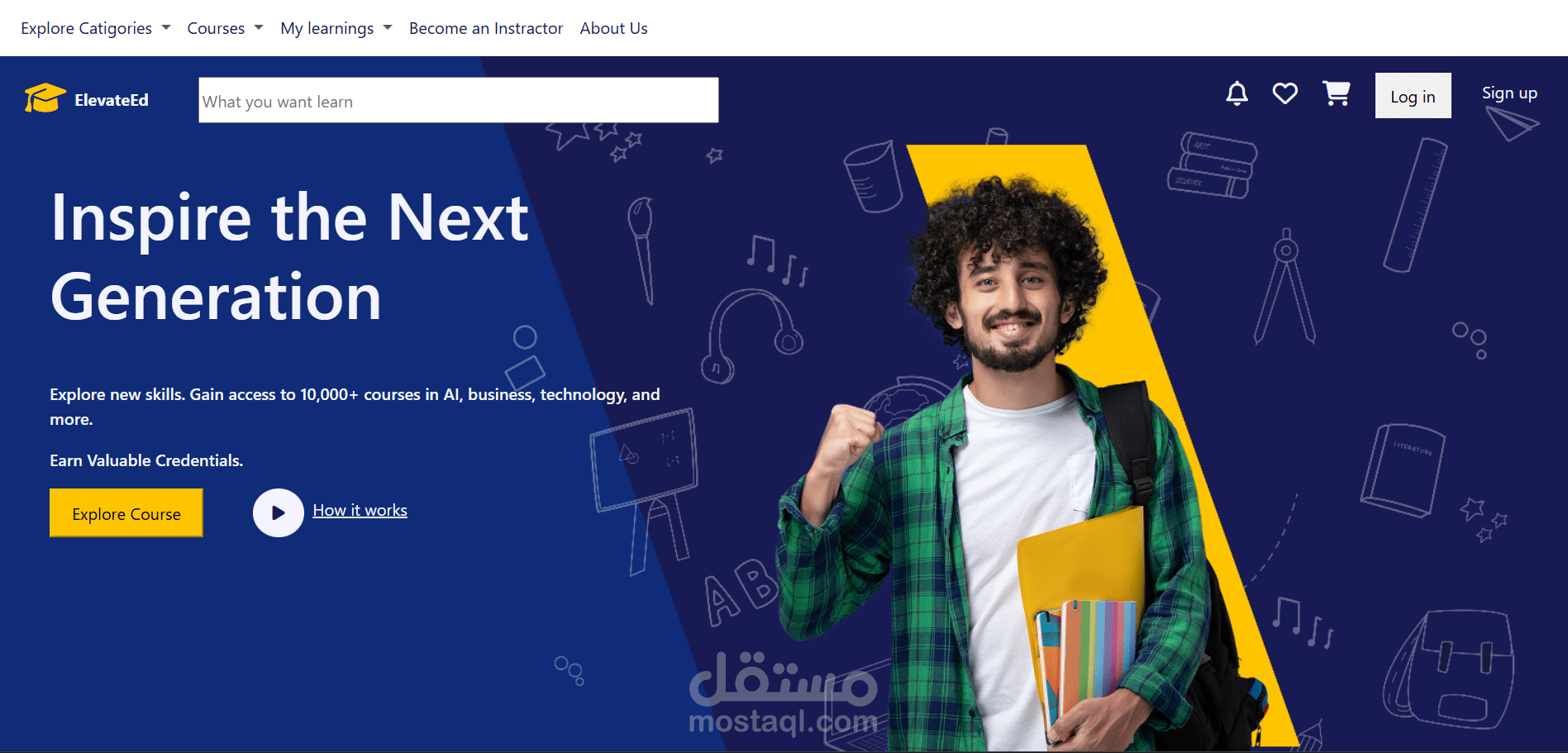 تطوير تصميم فيجما لموقع كورسات